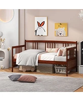 Twin Size Wooden Slats Daybed Bed with Rails