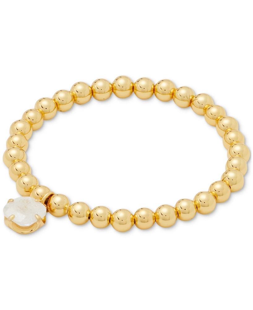 Kate Spade New York Gold-Tone Stone Charm Beaded Stretch Bracelet