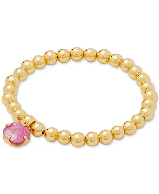 Kate Spade New York Gold-Tone Stone Charm Beaded Stretch Bracelet