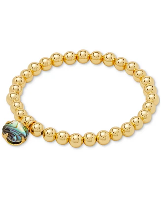 Kate Spade New York Gold-Tone Stone Charm Beaded Stretch Bracelet