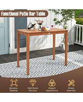 Slickblue 48 Inch x 24 Inch Rectangular Outdoor Eucalyptus Wood Bar Table for 4 People