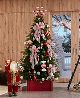 Glitzhome 7.5ft Green Slim Fir Artificial Christmas Tree