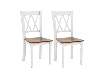 Slickblue Set of 2 Wooden Farmhouse Kitchen Chairs with Rubber Wood Seat