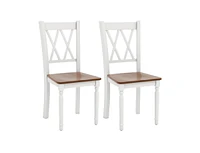 Slickblue Set of 2 Wooden Farmhouse Kitchen Chairs with Rubber Wood Seat