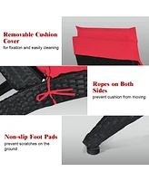 Gymax Foldable Rattan Wicker Chaise Lounge Chair w/ Red Cushion Patio Outdoor