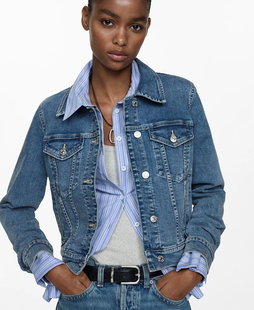 Mango Women's Pocketed Denim Jacket