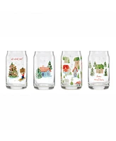 Cambridge 16 Oz Oh What Fun Beer Can Cocktail Glasses. Set of 4