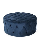 Luxurious Velvet Button-Tufted Ottoman Modern Glamour for Any Decor