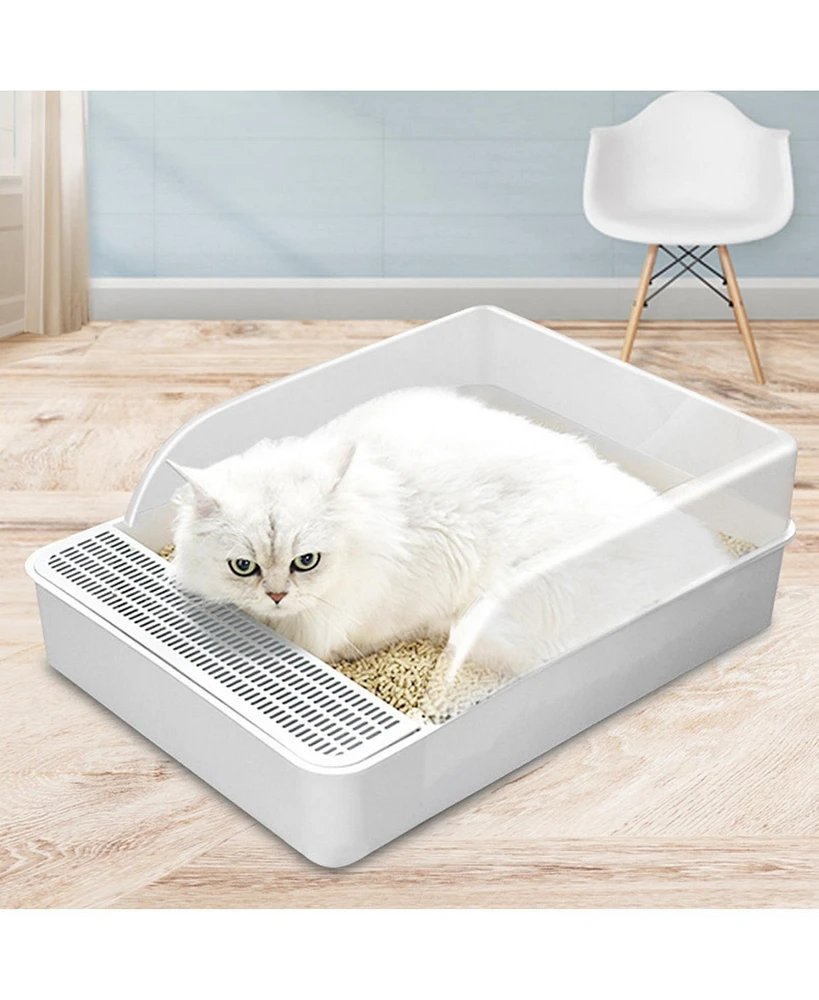 Simplie Fun Spacious Cat Litter Box Large, High-Sided, Easy-Clean Design