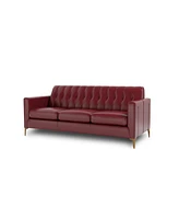 Nice Link Nataylyn 86" Sofa in Red Leather with Metal Leg