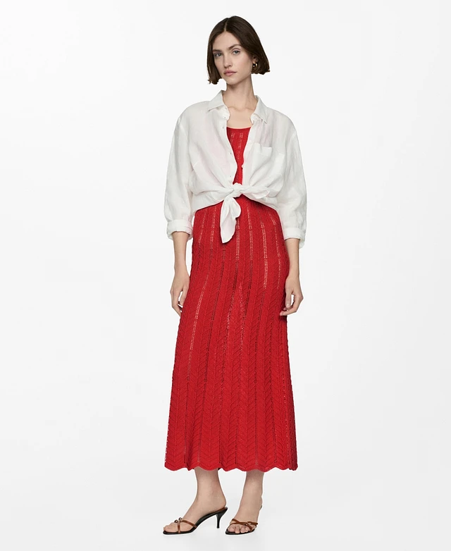 mango openwork knitted dress with opening Mango Openwork Knit Dress