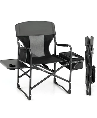 Slickblue Folding Camping Directors Chair with Cooler Bag and Side Table