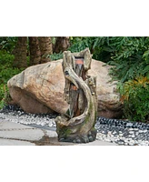 Streamdale Furniture Abstract Tree Trunk-Inspired Outdoor Fountain with Tranquil Water Sounds