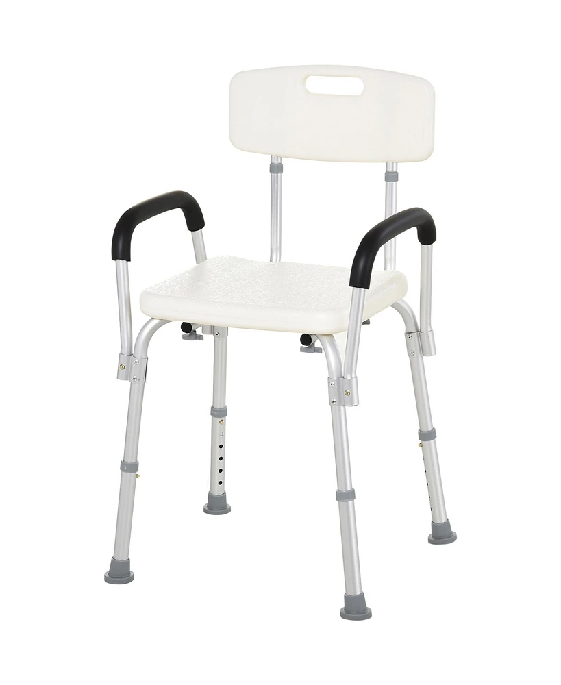 Homcom Shower Chair, Mobility Medical Grade Bath Chair, Adjustable Shower Bench with Removable Armrests for Seniors, Handicap, Disabled