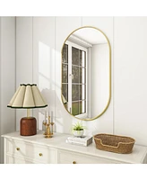 Homlux Oval Wall Mounted Mirror 20"x36" in Gold