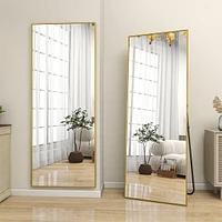 Homlux Gold 64"x21" Full-Length Rectangle Nano Glass Mirror, Standing or Wall-Mounted