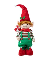 Glitzhome 39 26 H Telescoped Fabric Christmas Boy Elf Standing Decor