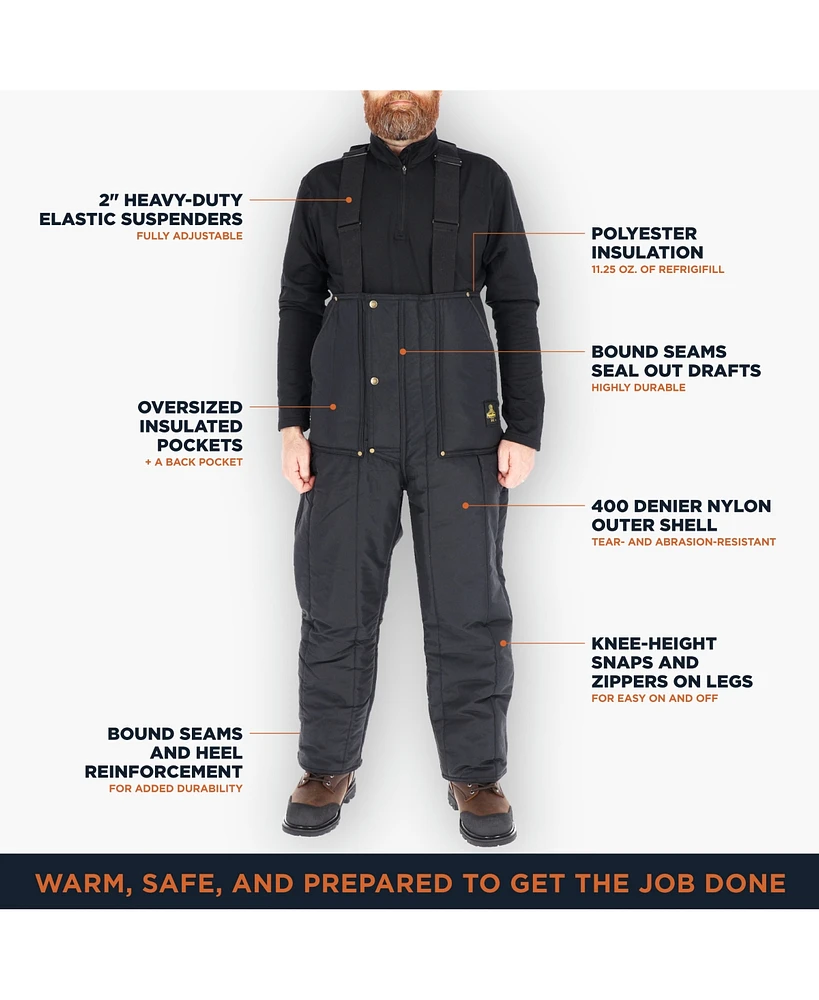 RefrigiWear Men's Iron-Tuff Insulated Low Bib Overalls -50F Cold Protection
