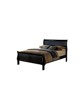 Streamdale Furniture Queen Size Bed Louis Philippe Solid Wood 1 Piece Bed Bedroom Sleigh Bed