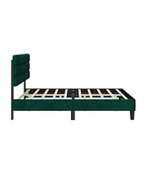 Simplie Fun Sturdy Queen Bed Frame with Headboard, Green