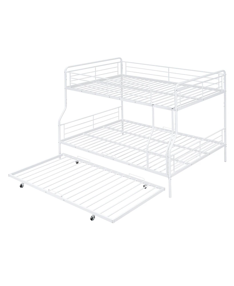 Simplie Fun Full Xl Over Queen Metal Bunk Bed With Twin Size Trundle