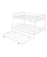 Simplie Fun Full Xl Over Queen Metal Bunk Bed With Twin Size Trundle