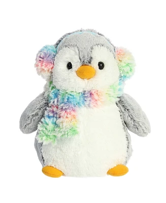 Aurora Small Pom Pom Rainbow Muffs PomPom Penguin Festive Plush Toy Gray 8.5"