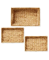 Casafield Water Hyacinth Storage Basket Set with Handles - 1-Jumbo, 1-Large Woven Organizers for Bathroom, Laundry, Pantry, Office, Shelves