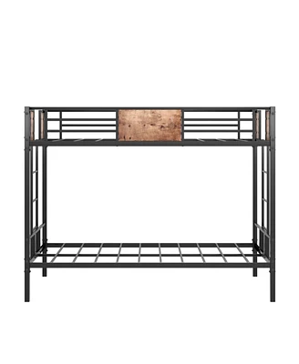 Streamdale Furniture Bunk Bed Twin Over Twin Size Metal Bunk Bed With Ladder And Full-Length Guardrail, Metal Bunk