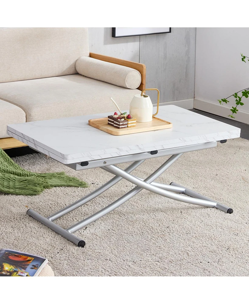 Simplie Fun Multiuse Lift Table With Mdf Top & Metal Legs