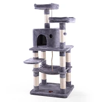 Streamdale Furniture Sturdy Cat Tree with Sisal Posts, Plush Perches, and Fun Pompoms