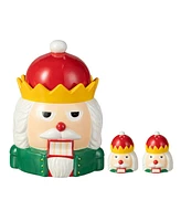 Glitzhome 3 Piece Dolomite Christmas Nutcracker Cookie Jar Set