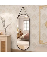 Homlux Oval Wall Mounted Mirror 16"x48" in Black