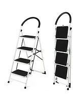 Slickblue 4-Step Folding Ladder with Anti-Slip Pedal Platform 330Lbs Capacity