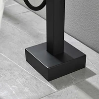 Matte Black Floor Mount Tub Filler with Hand Shower