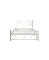 Streamdale Furniture Full Size Unique Flower Sturdy System Metal Bed Frame With Headboard And Footboard