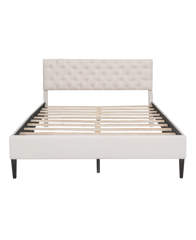 Streamdale Furniture Upholstered Linen Platform Bed, Queen Size