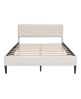 Streamdale Furniture Upholstered Linen Platform Bed, Queen Size