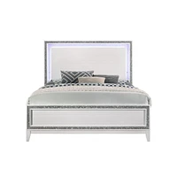 Streamdale Furniture Haiden Queen Bed, Led & White Finish