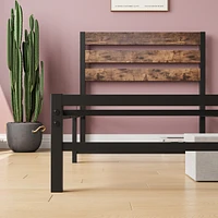 Rustic Wood Headboard Twin Bed Frame