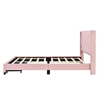 Simplie Fun Queen Size Storage Bed Linen Upholstered Platform Bed With Two Drawers - Pink