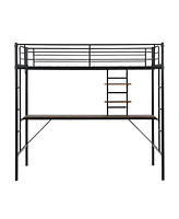 Streamdale Furniture Metal Twin Loft Bed With Desk And Storage Shelves