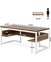 Tribesigns 63" Executive Desk with Bottom Shelves, Large Office Computer Desk, Modern Simple Workstation Business Furniture for Home Office (Waln