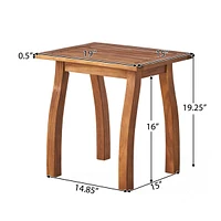 Coastal Slatted Outdoor Accent Table for Patio or Pool Deck
