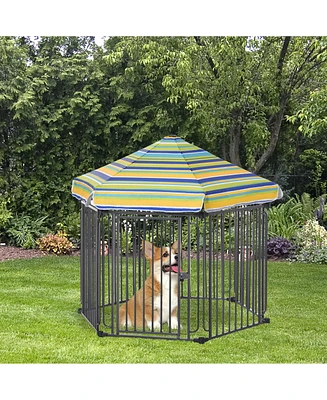 Simplie Fun Durable and Secure Outdoor Dog Kennel Sturdy Frame, Lockable Door, Uv/Water-Resistant Roof