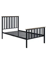 Simplie Fun Zudora Twin Bed, Antique Oak & Black Finish