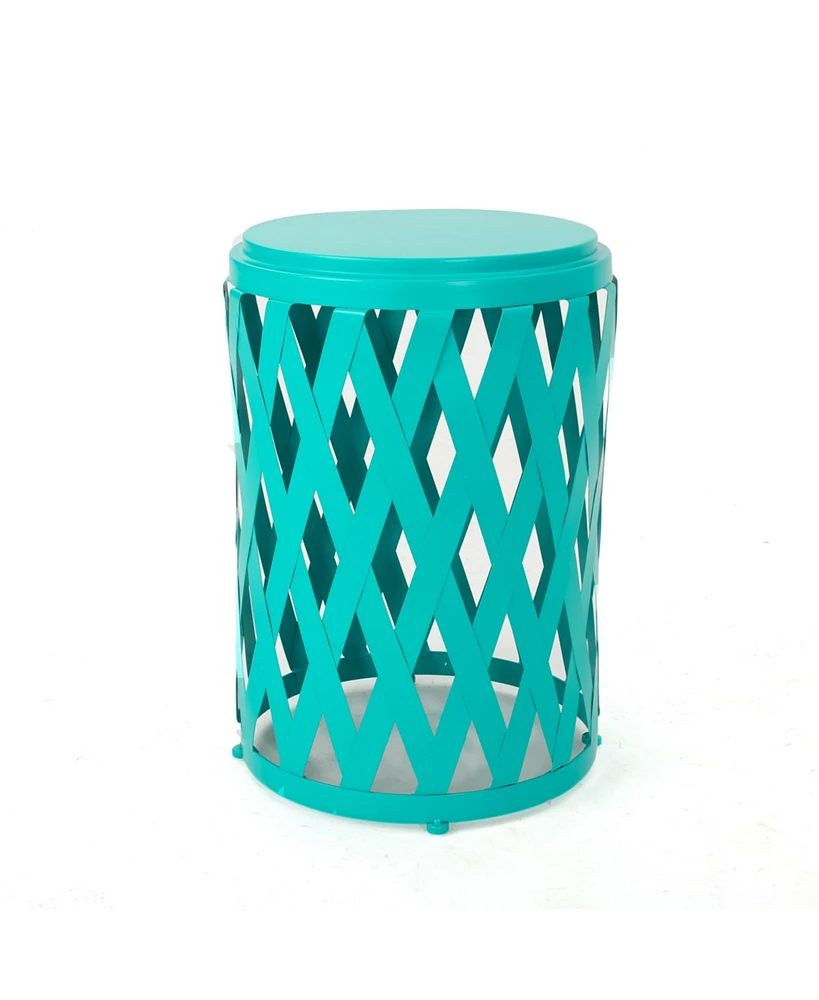 Simplie Fun Lattice Iron Side Table for Indoors and Outdoors