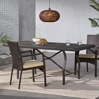 Sleek 70" Wicker Dining Table for Patio Expansions