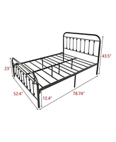 Streamdale Furniture Full Metal Platform Bed Frame With Headboard Strong Slat Support No Box Spring Needed