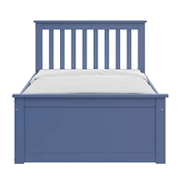 Solid Wood Blue Twin Bed with Pull-Out Trundle